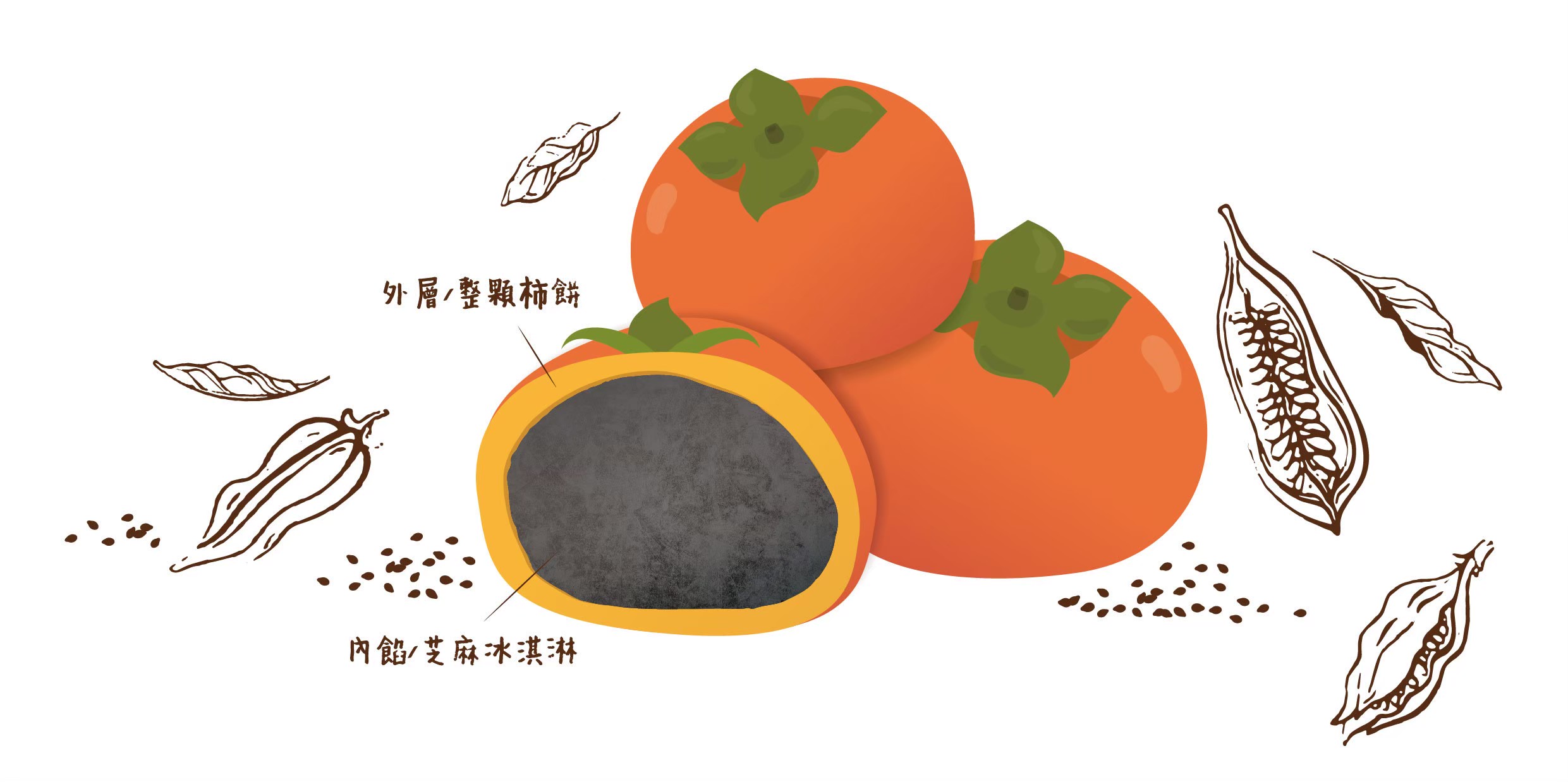 芝麻柿果子冰淇淋禮盒8入(免運)~預計11月底供貨